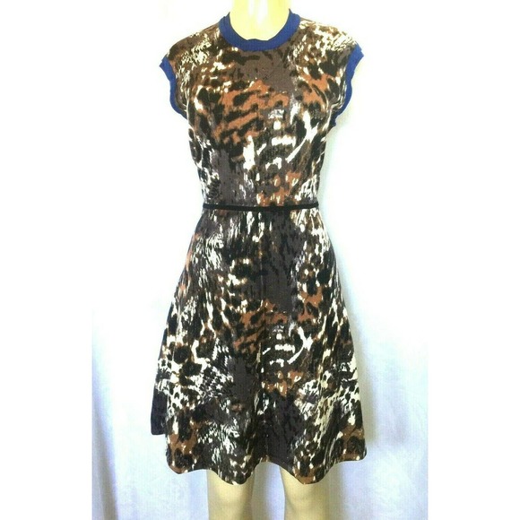 Yigal Azrouel Knit Animal Print Dress Fit Flare L - Picture 1 of 7